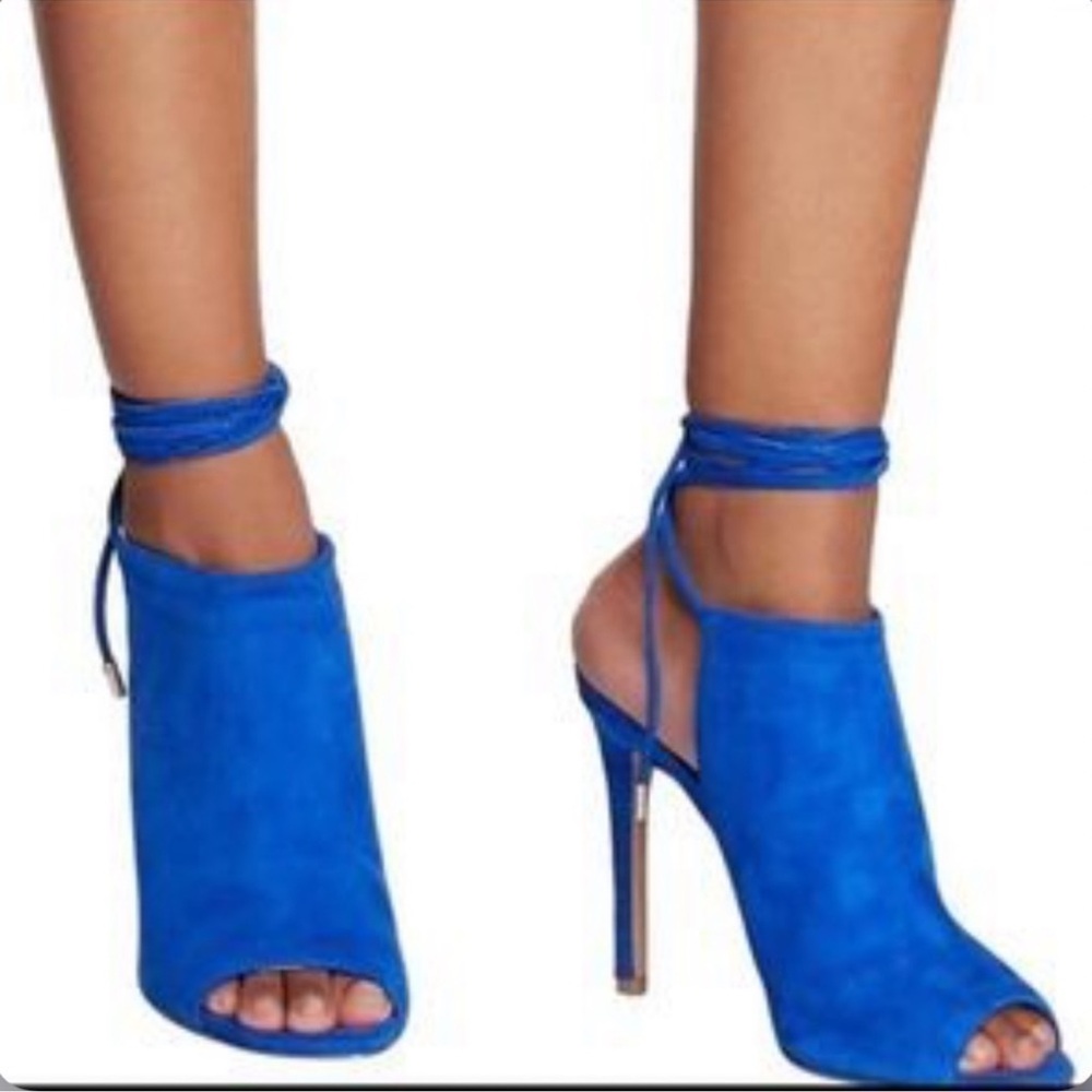 Steve Madden Sophie ankle wrap Blue Suede Lace-Up Heels size 8.5 - Picture 3 of 8
